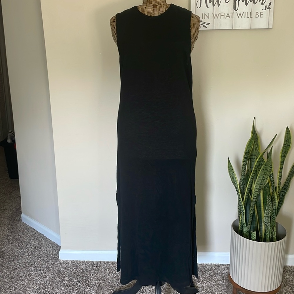 NWT! Rag & Bone Black Linen Midi Dress - Picture 1 of 14